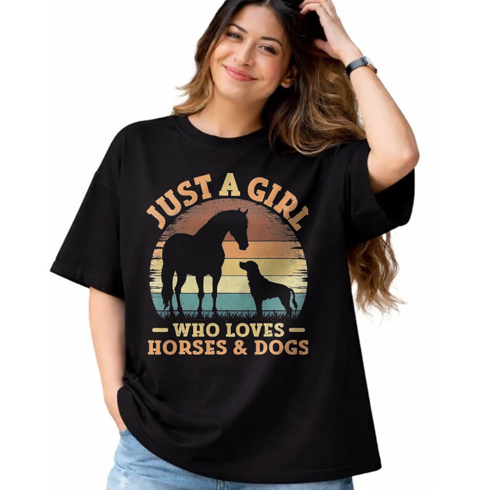 Best Horse Lover Shirt , Funny Horse UnisexT-Shirt/Hoodie/Sweatshirt HLT00 - Just A Girl Who Loves Horses and Dogs Women Girls T-Shirt, Men, Black, 3X-Large