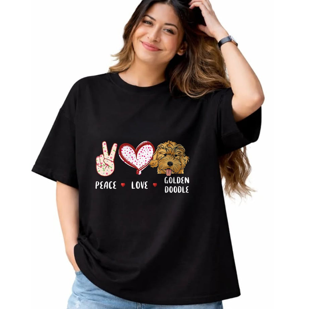 Dog Love Shirt, Dog Lover Gift T-Shirt/Hoodie/Sweatshirt HLT00 - peace love Goldendoodle gift for men women kids doodle dog T-Shirt