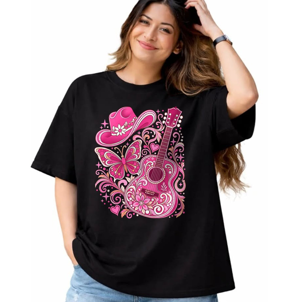 Guitar Lover Shirt, Funny Guitar UnisexT-Shirt/Hoodie/Sweatshirt HLT00 - Western Cowgirl Guitar Women Girls T-Shirt