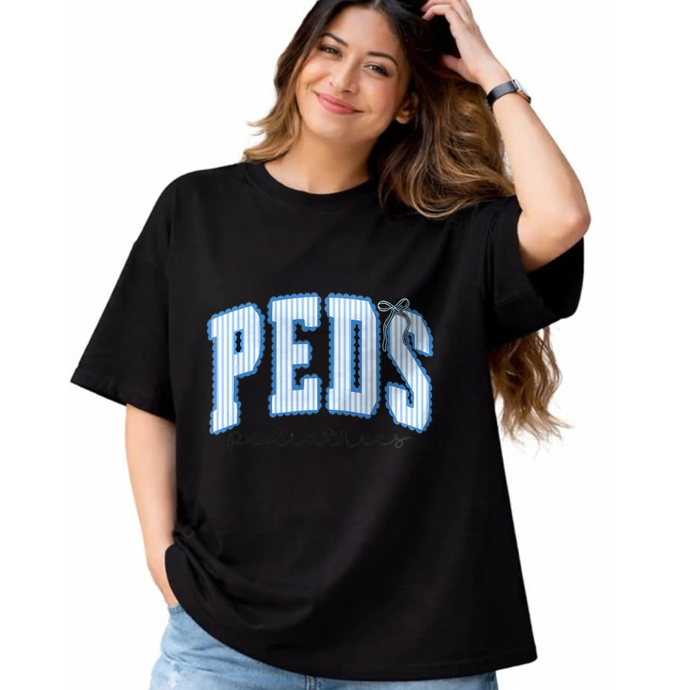 Best Doctor Shirt, Funny Doctor UnisexT-Shirt/Hoodie/Sweatshirt HLT00 - Pediatric Nurse PEDS Blue Striped PEDS MA Er ICU Doctor T-Shirt