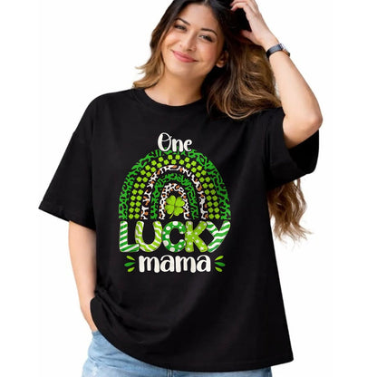 Gift for Mom Shirt, Funny Mom Unisex T-Shirt/Hoodie/Sweatshirt HLT00 - One Lucky Mom Irish Rainbow Leopard St Patricks Day T-Shirt