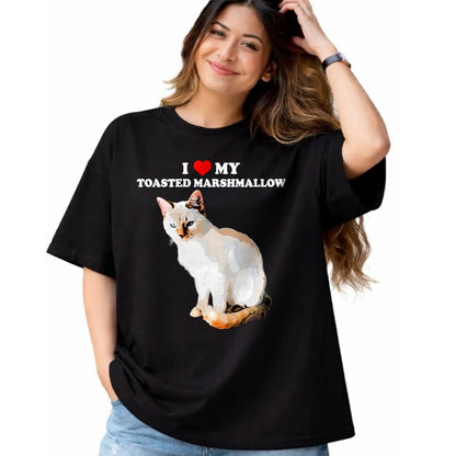 Cat Love Shirt, Funny Cat Lover Gift UnisexT-Shirt/Hoodie/Sweatshirt HLT00 - I Love My Toasted Marshmallow Flame Point Siamese Cat Kitten T-Shirt