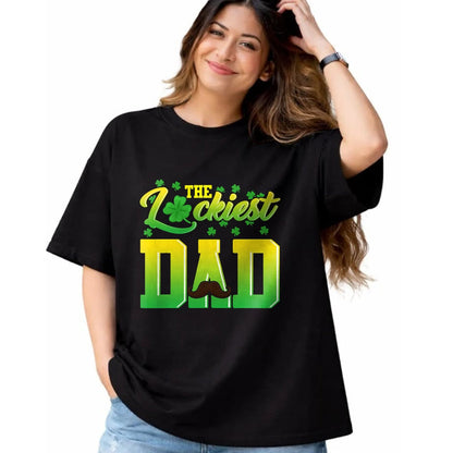 Gift for Dad Shirt, Funny Dad Unisex T-Shirt/Hoodie/Sweatshirt HLT00 – Mens Luckiest Dad Tshirt St. Patrick_s Day Lucky Irish Gift Tee