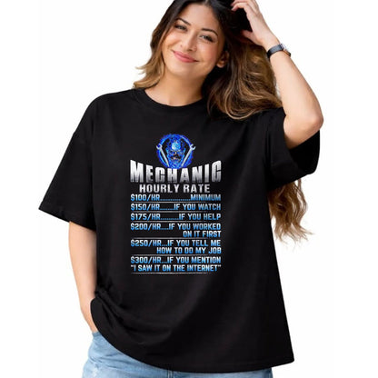 Best Mechanic Life Shirt, Funny Mechanic UnisexT-Shirt/Hoodie/Sweatshirt HLT00 - Mechanic Hourly Rate Skull (on Back) T-Shirt