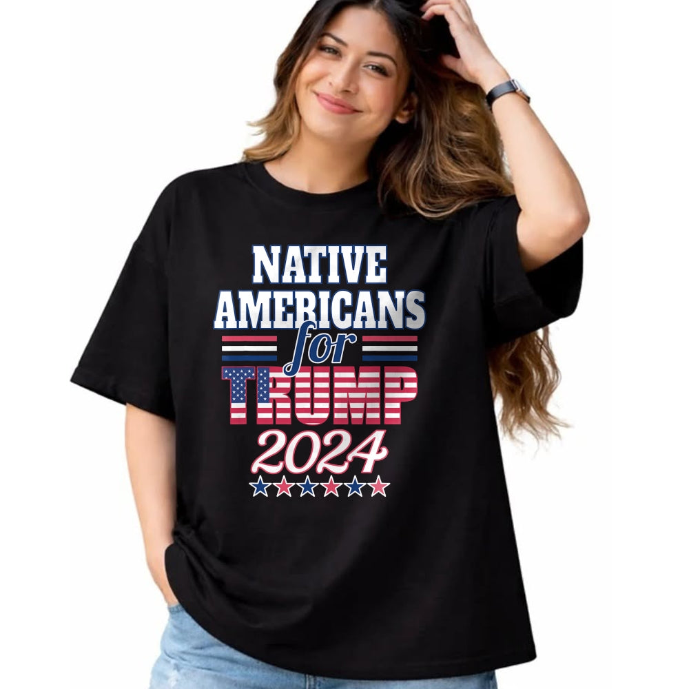 Native American T-Shirts, Vintage Native American Unisex T-Shirt/Hoodie/Sweatshirt HLT00 - Native Americans For Trump 2024 Election Trump Supporter