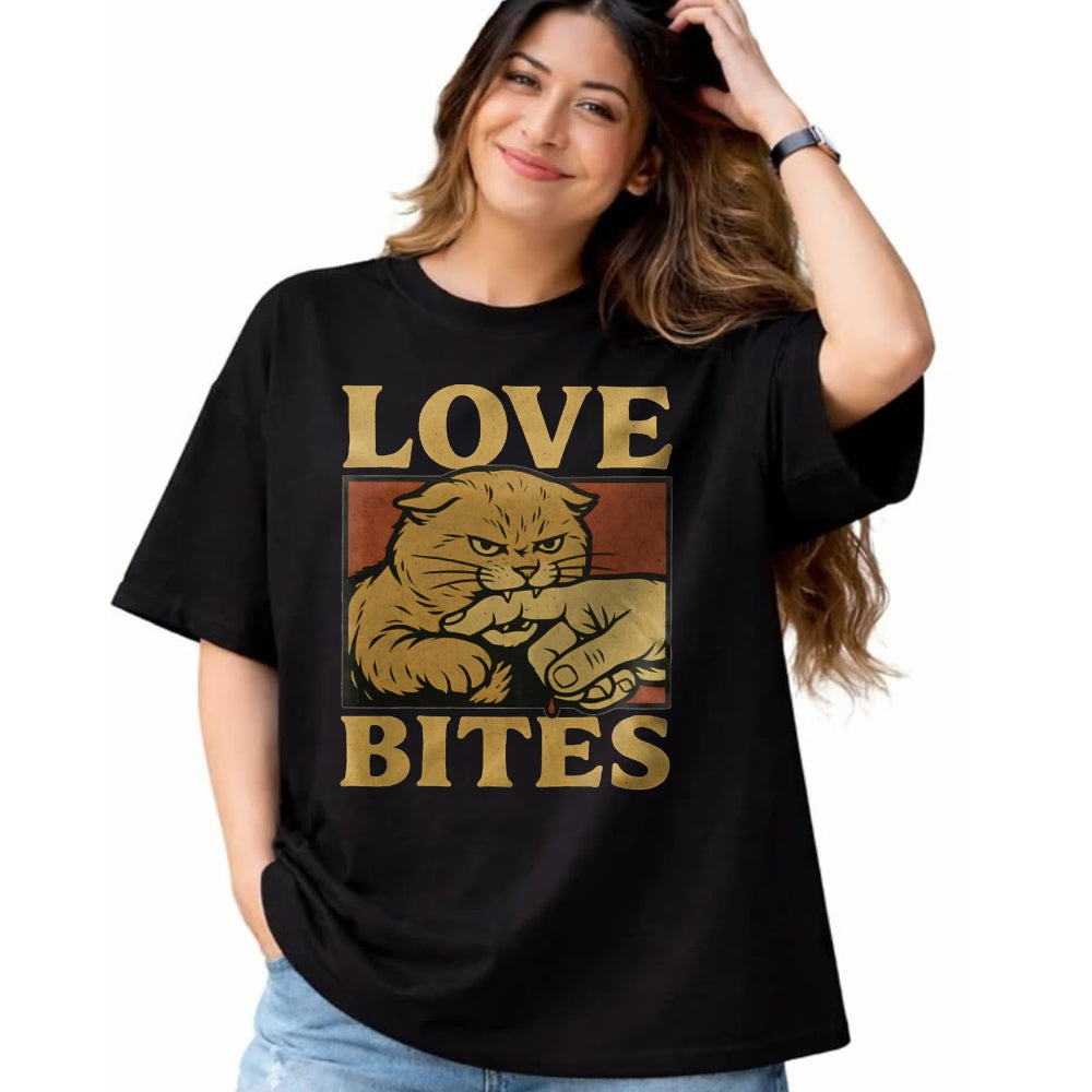 Cat Love Shirt, Funny Cat Lover Gift UnisexT-Shirt/Hoodie/Sweatshirt HLT00 - Love Bites Angry Cat T-Shirt