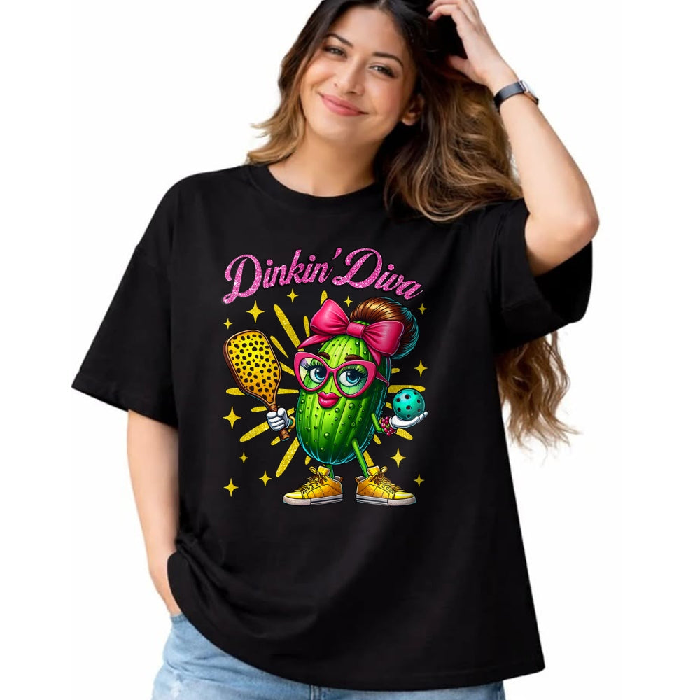 Funny Pickleball Shirt, Pickleball Lover Unisex T-Shirt/Hoodie/Sweatshirt HLT00 - Dinkin’ Diva Funny Pickleball Player Cute Pickle Lovers T-Shirt