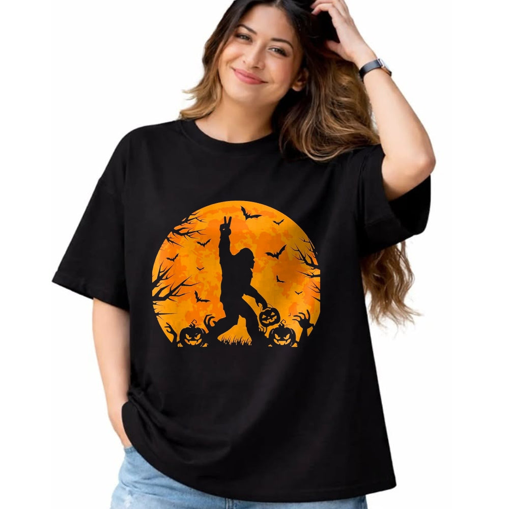 Best Thanksgiving Family Shirt , Funny Thanksgiving UnisexT-Shirt/Hoodie/Sweatshirt HLT00 - Spooky Halloween Bigfoot Pumpkin Funny Halloween Sasquatch T-Shirt, Men, Black, XX-Large
