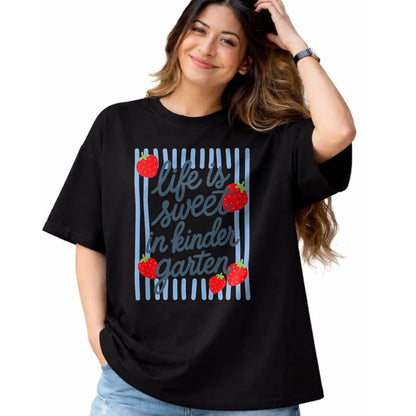 Best Teacher Shirt, Funny Teacher UnisexT-Shirt/Hoodie/Sweatshirt HLT00 - Life is Sweet in Kindergarten Cute Strawberry Teacher T-Shirt