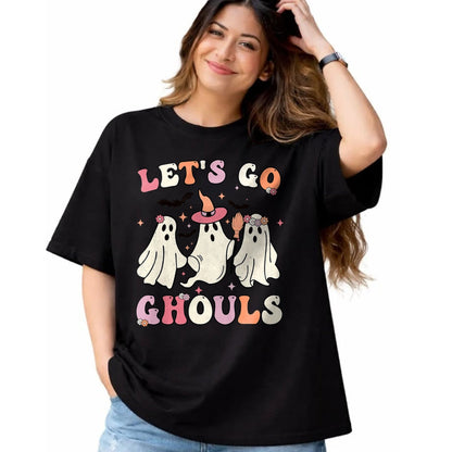 Best Thanksgiving Family Shirt , Funny Thanksgiving UnisexT-Shirt/Hoodie/Sweatshirt HLT00 - Retro Groovy Let's Go Ghouls Halloween Ghost Outfit Costumes T-Shirt