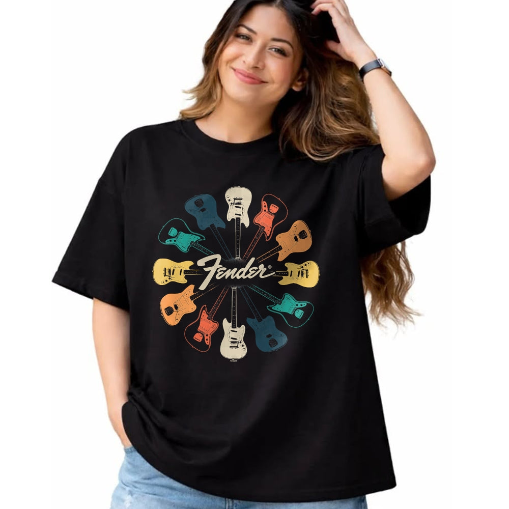 Guitar Lover Shirt, Funny Guitar UnisexT-Shirt/Hoodie/Sweatshirt HLT00 - Fender Retro Guitar Kaleidoscope T-Shirt Small