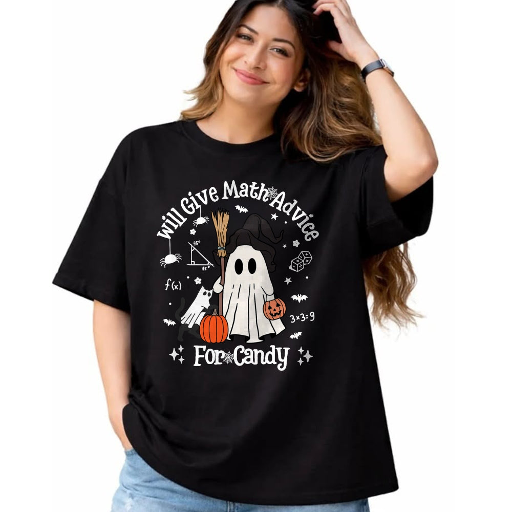 Best Teacher Shirt, Funny Teacher UnisexT-Shirt/Hoodie/Sweatshirt HLT00 - Funny Math Teacher Halloween Ghost Math Lover Teachers Woman T-Shirt