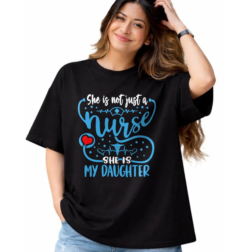 Funny Nurse Shirt, Nurse Unisex T-Shirt/Hoodie/Sweatshirt HLT00 - My Daughter Is A Nurse Proud Nurse's Mom Dad RN LPN Family T-Shirt (2)