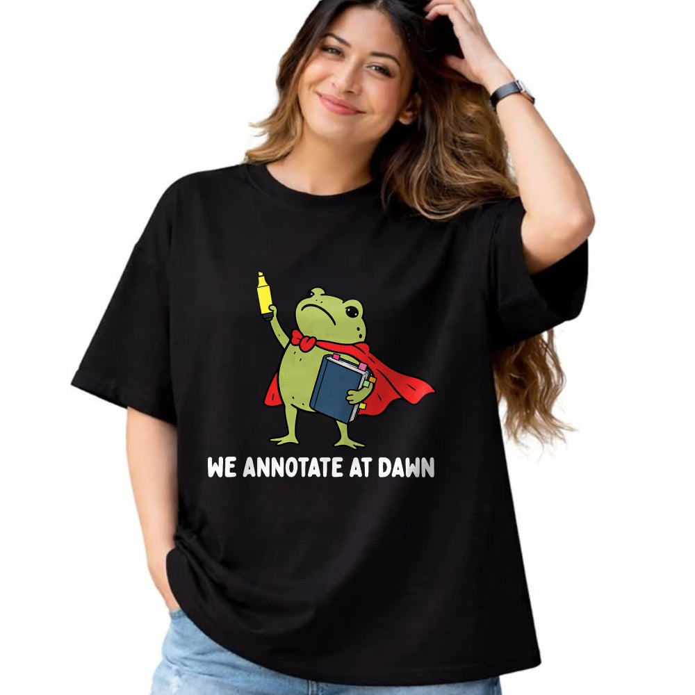 Best Teacher Shirt, Funny Teacher UnisexT-Shirt/Hoodie/Sweatshirt HLT00 - We Annotate At Dawn English Teacher Funny Frog Reader T-Shirt (1)