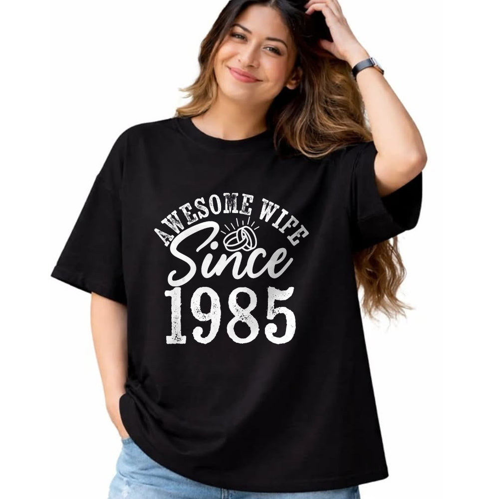 Best Wife Shirt, Wife and Husband Unisex T-Shirt/Hoodie/Sweatshirt HLT00 - Awesome Wife Since 1985 Anniversary From Husband Funny her T-Shirt