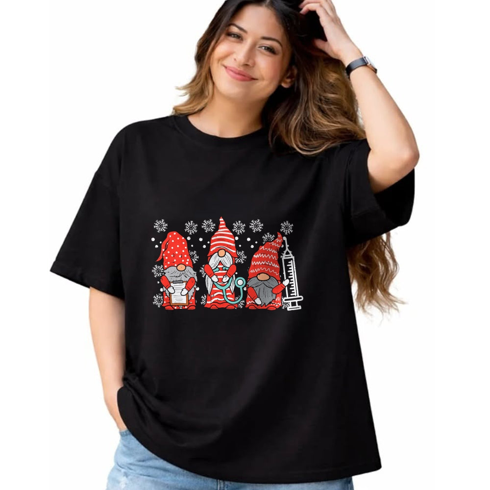 Funny Nurse Shirt, Nurse Unisex T-Shirt/Hoodie/Sweatshirt HLT00 - Nurse Christmas Gnomes Cute Xmas Scrub Top For Nurses Women T-Shirt (1)