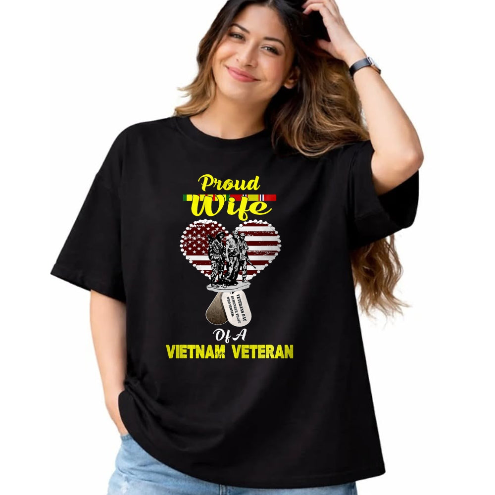 Best Wife Shirt, Wife and Husband Unisex T-Shirt/Hoodie/Sweatshirt HLT00 - Gift for wife T shirt, lucky wife   Proud Wife Of A Vietnam Veteran T shirt