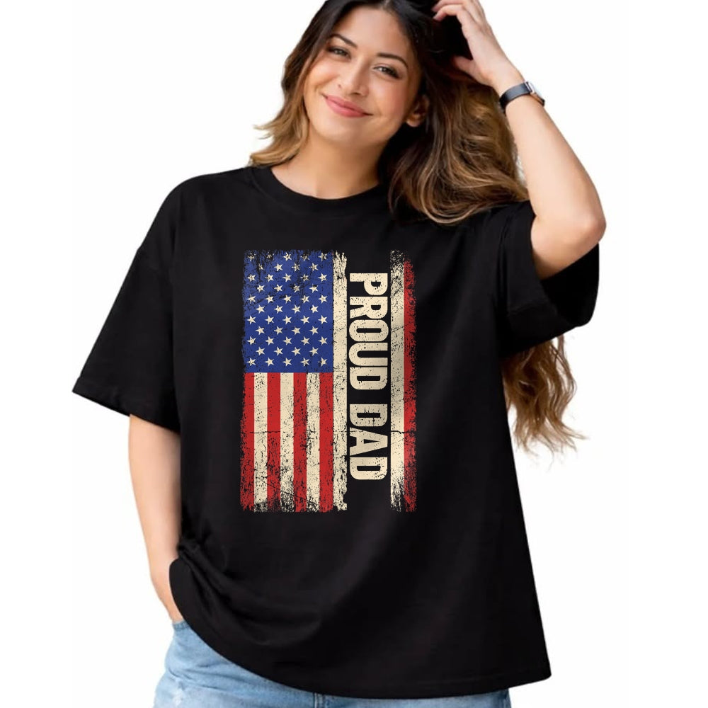 Gift for Dad Shirt, Funny Dad Unisex T-Shirt/Hoodie/Sweatshirt HLT00 – Proud Dad US American Flag Shirt for Fathers Day 2024 Men T-Shirt