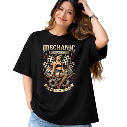 Best Mechanic Life Shirt, Funny Mechanic UnisexT-Shirt/Hoodie/Sweatshirt HLT00 - Vintage Mechanic Hot Rod Garage Pin Up Design T-Shirt