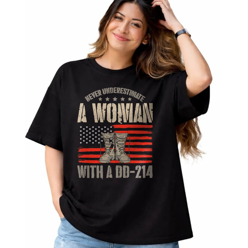 Proud Veteran Shirt, Funny Veteran UnisexT-Shirt/Hoodie/Sweatshirt HLT00 - Veteran_s Day A Woman with A Dd-214 Female Veteran T-Shirt