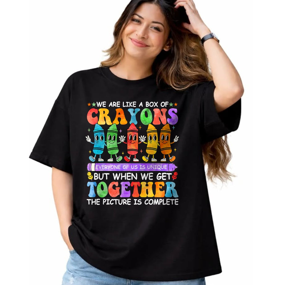 Best Teacher Shirt, Funny Teacher UnisexT-Shirt/Hoodie/Sweatshirt HLT00 - Funny Teacher We are Like A Box of Crayons Back to School T-Shirt