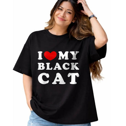 Cat Love Shirt, Funny Cat Lover Gift UnisexT-Shirt/Hoodie/Sweatshirt HLT00 - I Love My Black Cat, I Heart My Black Cat T-Shirt