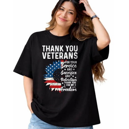 Proud Veteran Shirt, Funny Veteran UnisexT-Shirt/Hoodie/Sweatshirt HLT00 - Womens Thank You Veterans for Your Service and Sacrifice US Veteran V-Neck T-Shirt