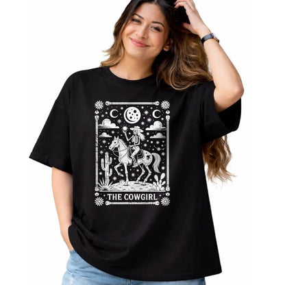 Best Horse Lover Shirt , Funny Horse UnisexT-Shirt/Hoodie/Sweatshirt HLT00 - Skeleton Cowgirl Riding Horse Tarot Card Gothic Halloween T-Shirt