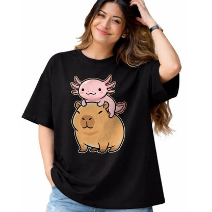 Cute Capybara Shirt, Funny Capybara Unisex T-Shirt/Hoodie/Sweatshirt HLT00 - Capybara Axolotl Kawaii Animal T-Shirt