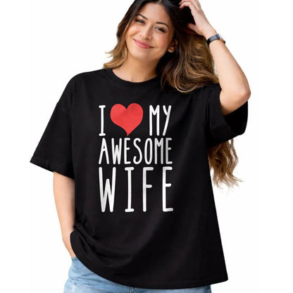 Best Wife Shirt, Wife and Husband Unisex T-Shirt/Hoodie/Sweatshirt HLT00 - Husband Birthday Gifts - I Love My Awesome Wife Long Sleeve T-Shirt