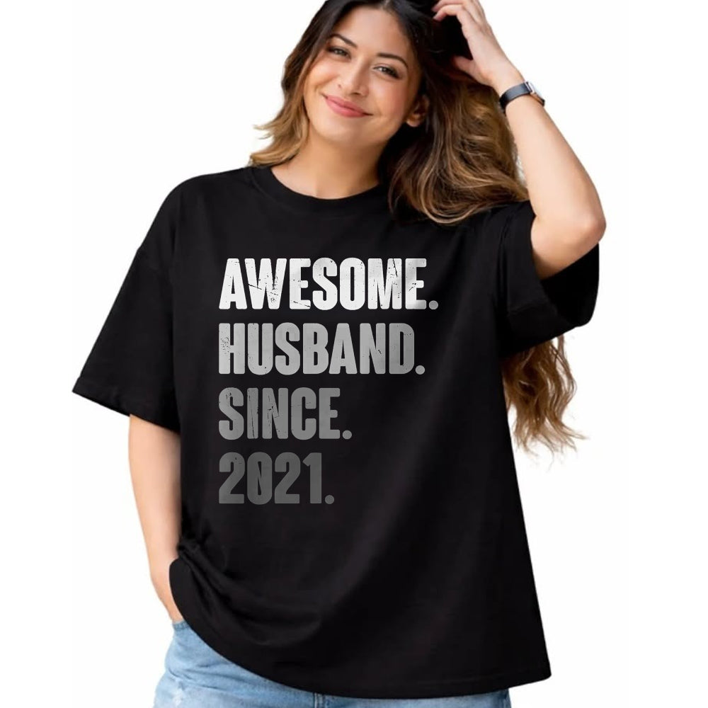 Best Wife Shirt, Wife and Husband Unisex T-Shirt/Hoodie/Sweatshirt HLT00 - 3rd Year Wedding Anniversary Epic Awesome Husband Since 2021 T-Shirt (3)