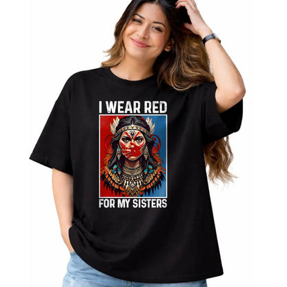 Native American T-Shirts, Vintage Native American Unisex T-Shirt/Hoodie/Sweatshirt HLT00 - I Wear Red For My Sister Native American Stop MMIW Month