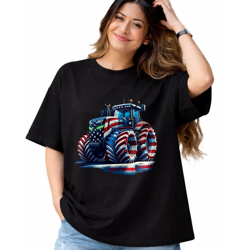 Best Farmer Life Shirt, Funny Farmer UnisexT-Shirt/Hoodie/Sweatshirt HLT00 - Patriotic Tractor American Flag T-Shirt