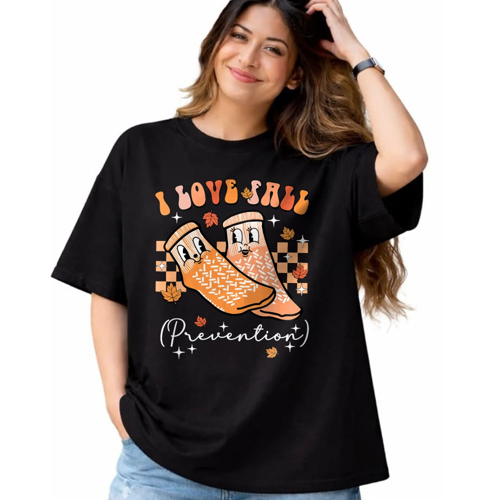 Funny Nurse Shirt, Nurse Unisex T-Shirt/Hoodie/Sweatshirt HLT00 - Groovy Retro I Love Fall Prevention Fall Physical Therapy T-Shirt