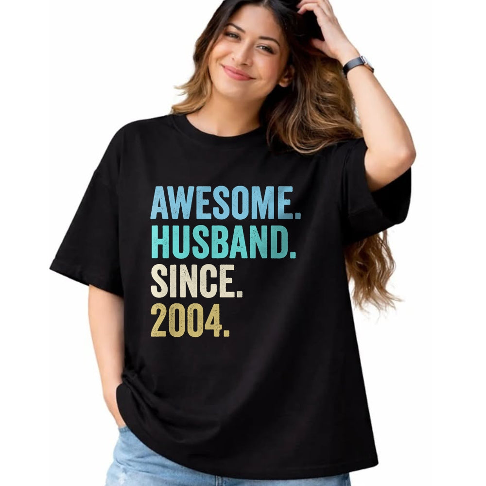 Best Wife Shirt, Wife and Husband Unisex T-Shirt/Hoodie/Sweatshirt HLT00 - Awesome Husband Since 2004 20th wedding anniversary 20 years T-Shirt (1)