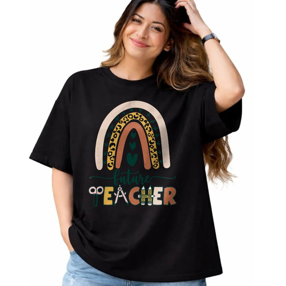 Best Teacher Shirt, Funny Teacher UnisexT-Shirt/Hoodie/Sweatshirt HLT00 - Future Teacher Boho Rainbow Leopard New Grad Student T-Shirt