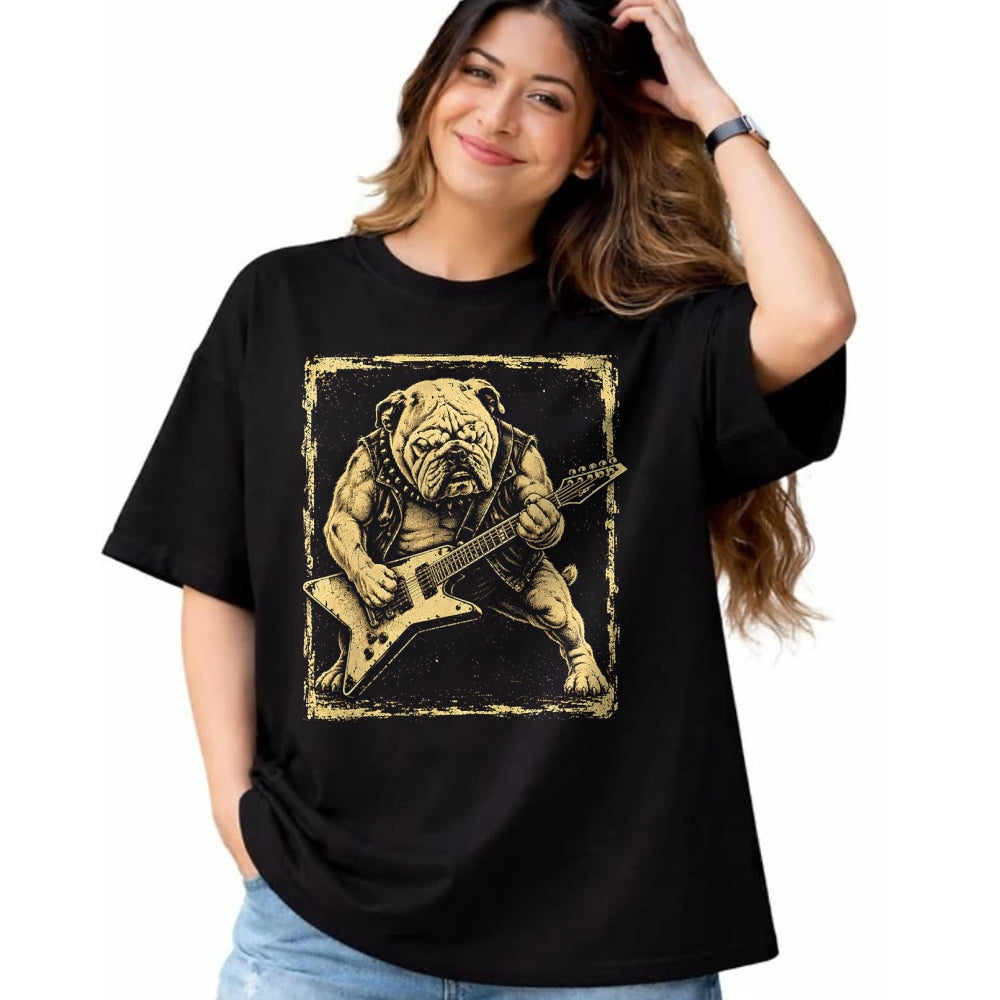 Guitar Lover Shirt, Funny Guitar UnisexT-Shirt/Hoodie/Sweatshirt HLT00 - Funny Bulldog Dog Playing Guitar Rock Punk Vintage T-Shirt