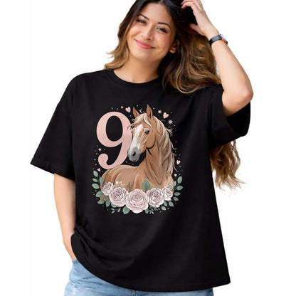 Best Horse Lover Shirt , Funny Horse UnisexT-Shirt/Hoodie/Sweatshirt HLT00 -  9th Birthday Horse Girl Design 9 Years Old Girl Horses T-Shirt
