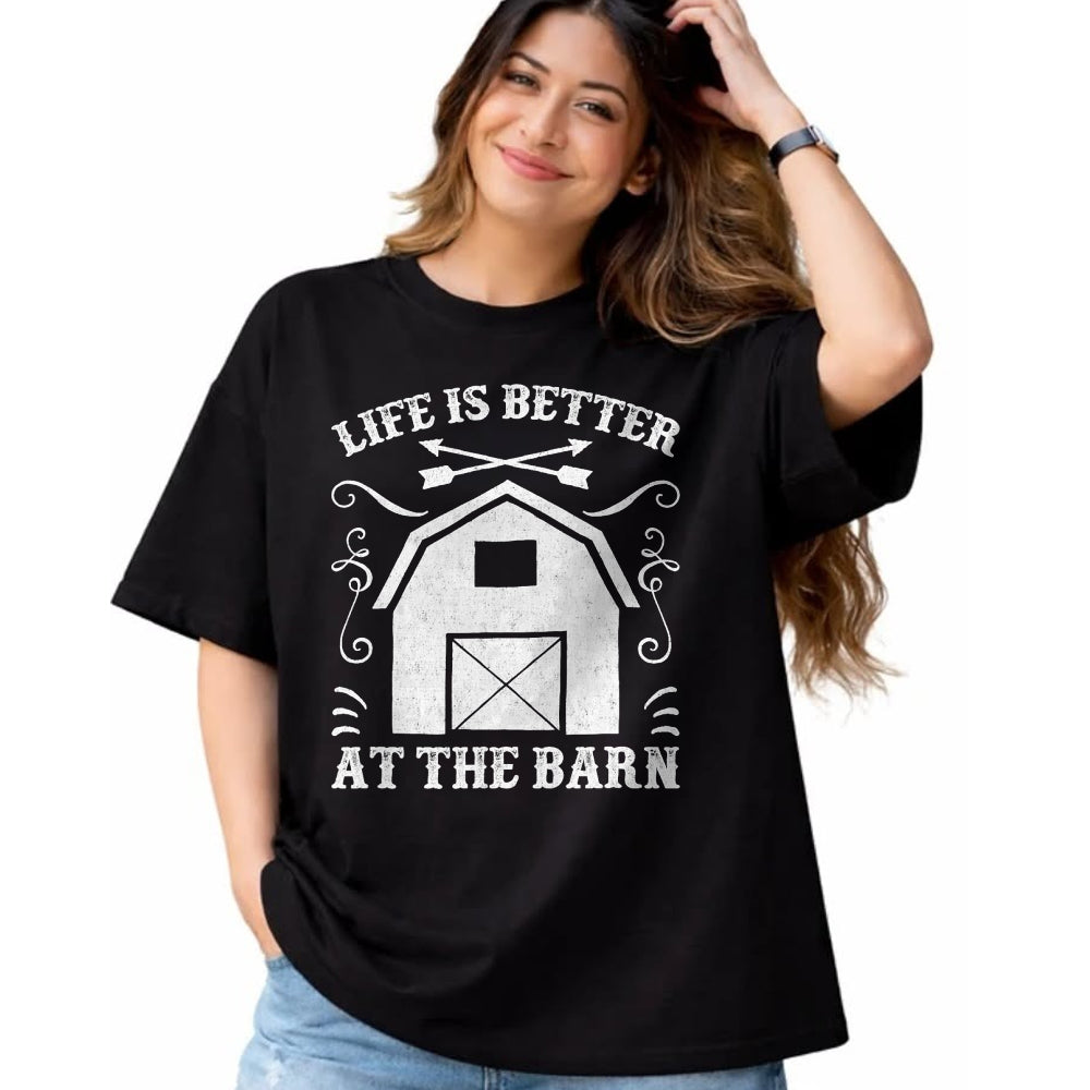Best Horse Lover Shirt , Funny Horse UnisexT-Shirt/Hoodie/Sweatshirt HLT00 - Life Is Better At The Barn Shirt - Funny Farmer T Shirt T-Shirt