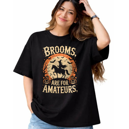 Best Horse Lover Shirt , Funny Horse UnisexT-Shirt/Hoodie/Sweatshirt HLT00 - Brooms are for Amateurs Horse Riding Funny Halloween T-Shirt
