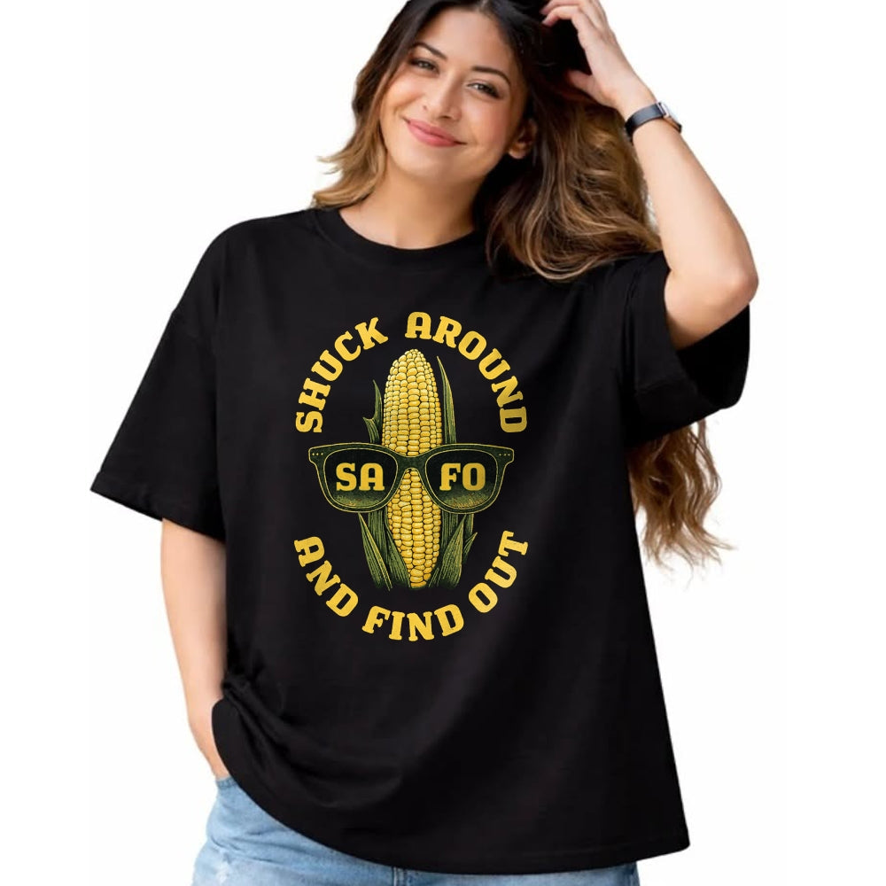Best Farmer Life Shirt, Funny Farmer UnisexT-Shirt/Hoodie/Sweatshirt HLT00 - Funny Shuck Around and Find Out SAFO Farmers Corn Sunglasses T-Shirt