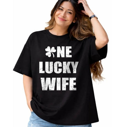 Best Wife Shirt, Wife and Husband Unisex T-Shirt/Hoodie/Sweatshirt HLT00 - Gift for wife T shirt, lucky wife   One Lucky Wife Funny St Patricks Day Shamrock Aunt Gift T-Shirt (1)