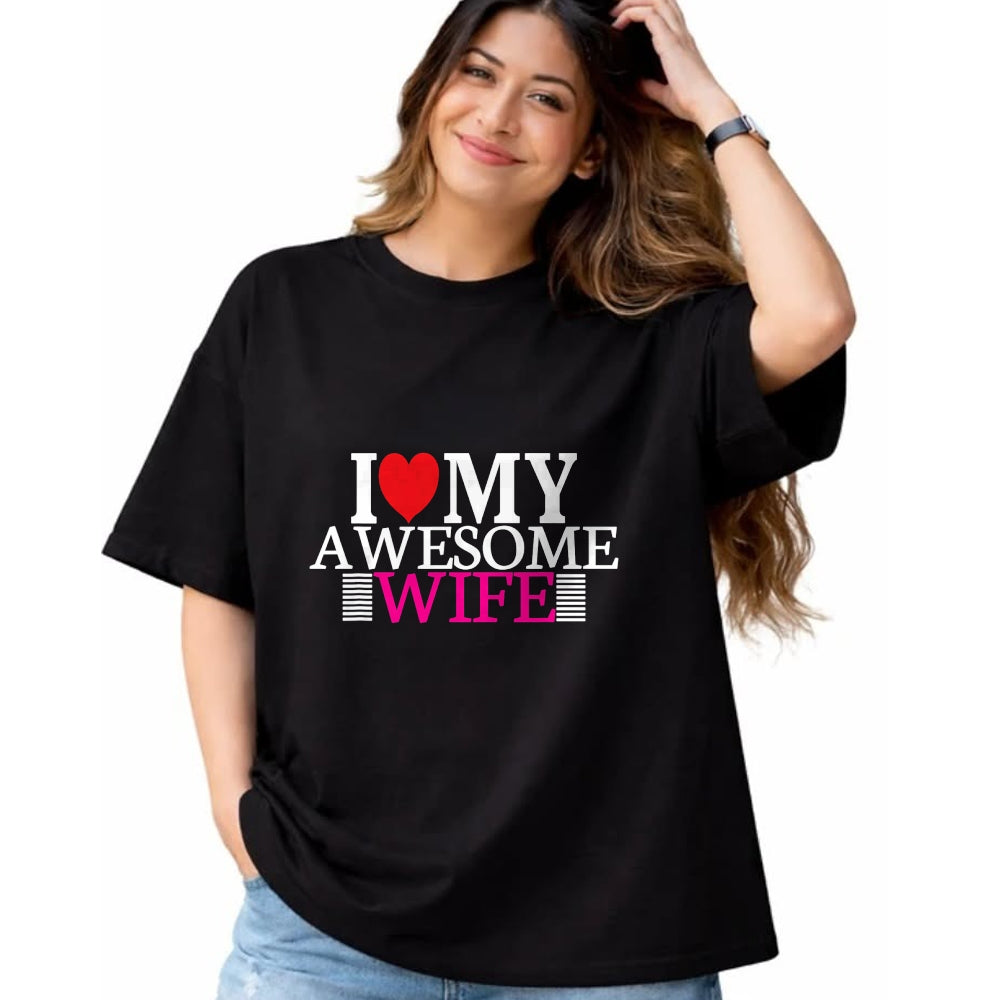 Best Wife Shirt, Wife and Husband Unisex T-Shirt/Hoodie/Sweatshirt HLT00 - I Love My Awesome Wife Valentines Day Husband Wife Gifts T-Shirt