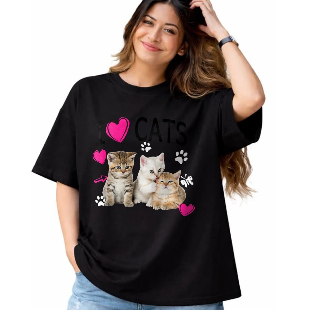 Cat Love Shirt, Funny Cat Lover Gift UnisexT-Shirt/Hoodie/Sweatshirt HLT00 - Cat Lover Tee Cute I Love Cats Kittens Hearts Paws Gift Idea T-Shirt (1)
