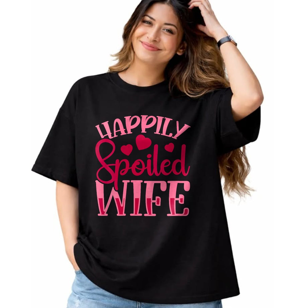 Best Wife Shirt, Wife and Husband Unisex T-Shirt/Hoodie/Sweatshirt HLT00 - Gift for wife T shirt, spoiled wife   Womens Funny Wife Happily Spoiled Wife V-Neck T-Shirt (5)