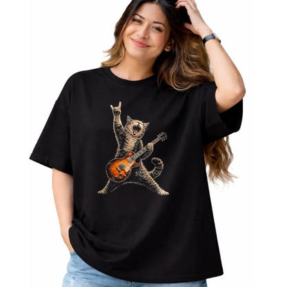 Guitar Lover Shirt, Funny Guitar UnisexT-Shirt/Hoodie/Sweatshirt HLT00 - Funny Cat Playing Guitar Shirt Cat Guitarist Rock and Roll T-Shirt, Men, Black, 3X-Large