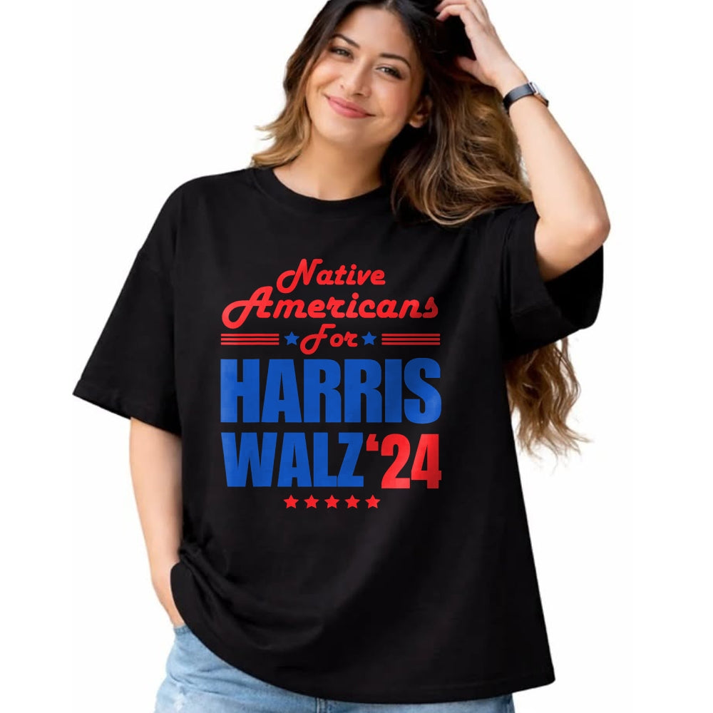 Native American T-Shirts, Vintage Native American Unisex T-Shirt/Hoodie/Sweatshirt HLT00 - Native Americans for Harris Walz Kamala for President