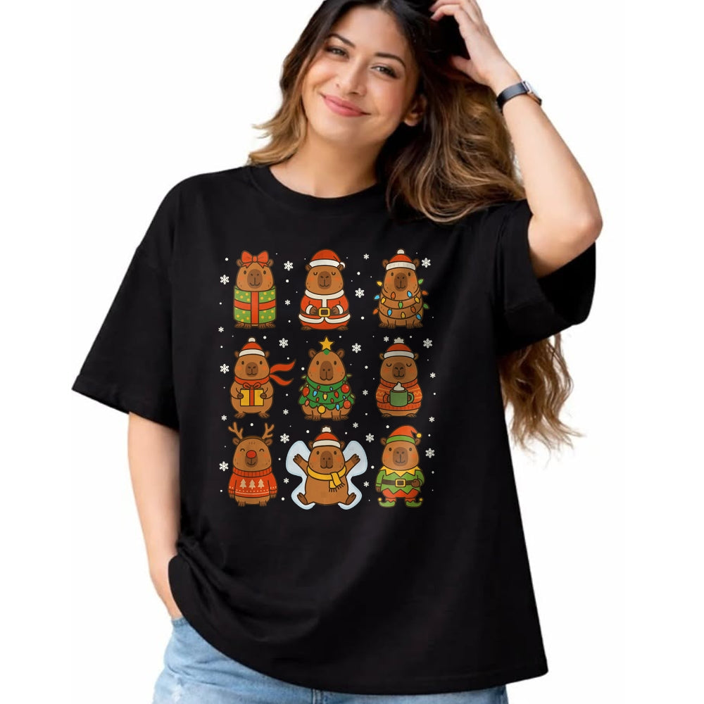 Cute Capybara Shirt, Funny Capybara Unisex T-Shirt/Hoodie/Sweatshirt HLT00 - Cute Christmas Capybara Funny Family Xmas Men Women Kids T-Shirt