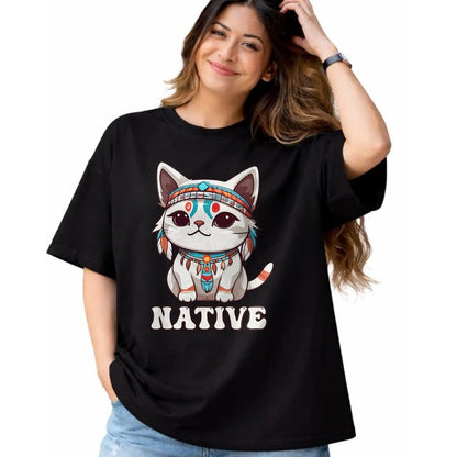 Native American T-Shirts, Vintage Native American Unisex T-Shirt/Hoodie/Sweatshirt HLT00 - Cute American Native Indian Kawaii Cat Woman Girl