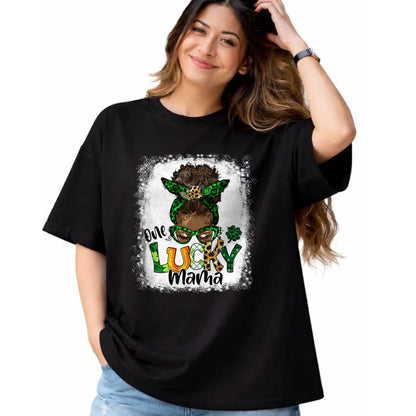 Gift for Mom Shirt, Funny Mom Unisex T-Shirt/Hoodie/Sweatshirt HLT00 - One Lucky Mama Mom Mother African American St Patrick's Day T-Shirt